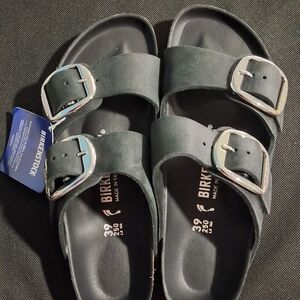 Birkenstock Arizona Big Buckle Black Nubuck Sandals Size 39 Narrow EU 8 US Women